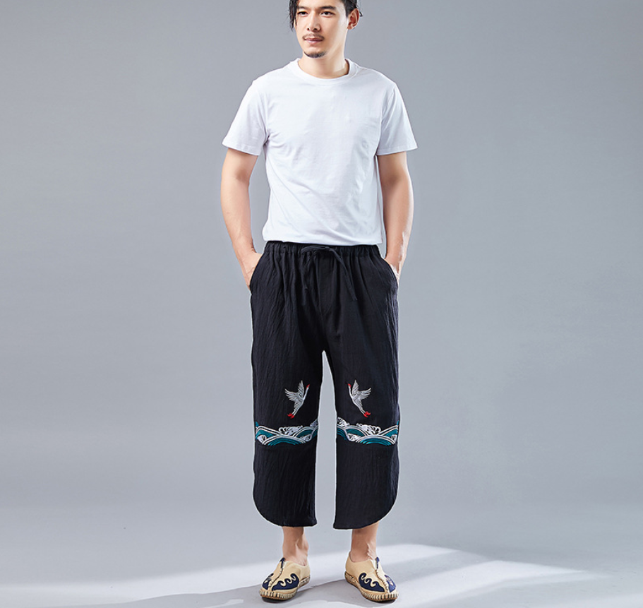 Chinese Style Retro Double Crane Pants