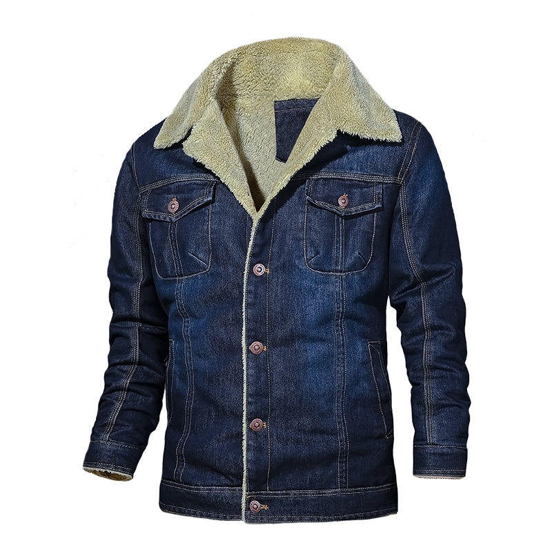 Mens Jeans Jacket Thick Warm Winter Outwear - Minihomy