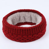 Winter warm men and women solid color wool knit plus velvet thick collar