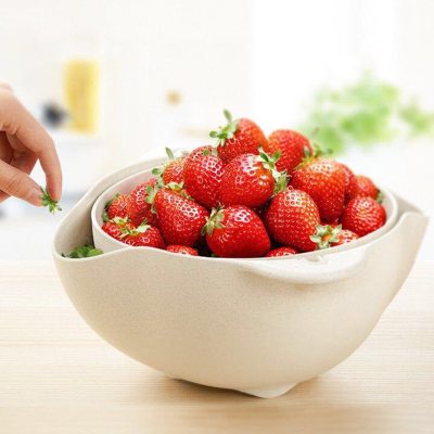 Kitchen Plastic Rice Friut Bowl Washing Rice Sieve Basin Washing Basket