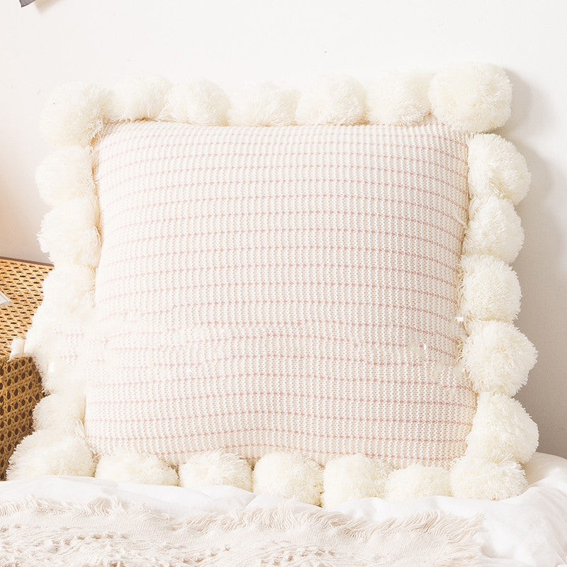 Throw Pillow Bed Sofa Cushion Waist Knitted Pillowcase