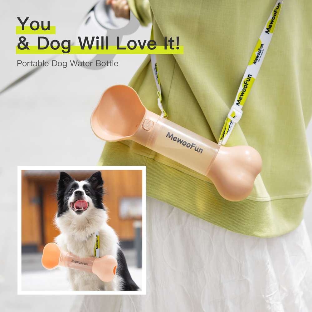 Mewoofun Pet Dog Water Bottle Feeder Bowl 2 in 1 Leak Proof Portable Food Bottle Pets Outdoor Travel Drinking Include Poop Bag - Minihomy