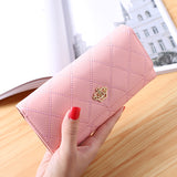 Korean Style PU Leather 3-Fold Money Folder with Cross Pattern and Multiple Card Slots