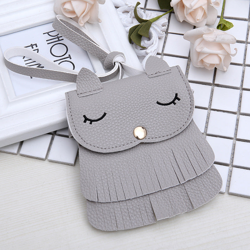 Girls change small bag children bags Pu all-match creative  package small fox tassel bag