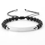 Personalized Beaded Adjustable Engraved Bar Bracelets