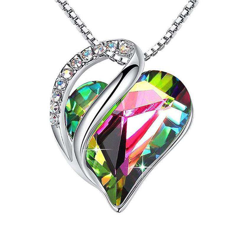 925 Sliver Heart Shaped Geometric Necklace Jewelry Women's - Minihomy