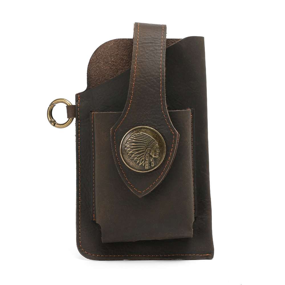 Leather Phone Belt Bag With Leather Belt - Minihomy