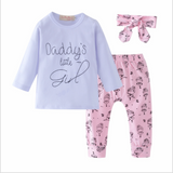 Infant Baby Girls Clothes Daddy's Little Girl T-shirt Cartoon Pant Outfits Clothing Set