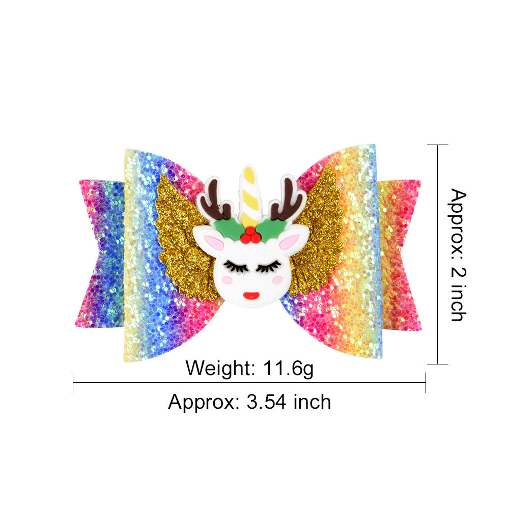 Bright Glitter Kids Fairy Bow Princess Hairgrips - Minihomy