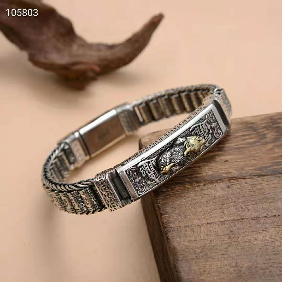 Pure Silver Money  Bracelet Retro Tai Silver Popular Men