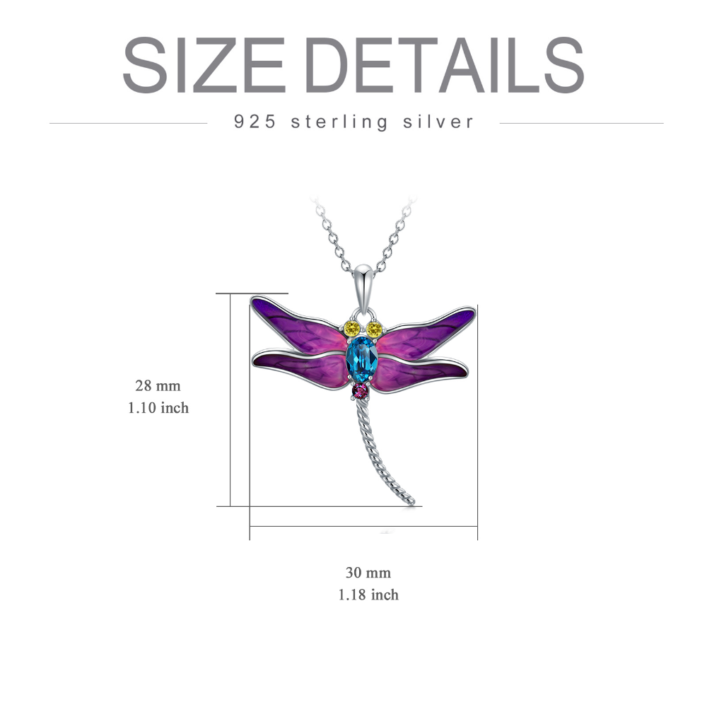 925 Sterling Silver Dragonfly Pendant Necklaces with Crystal Jewelry for Women