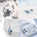 Sterling Silver Blue Butterfly Crystal Bracelet Bangle for Women