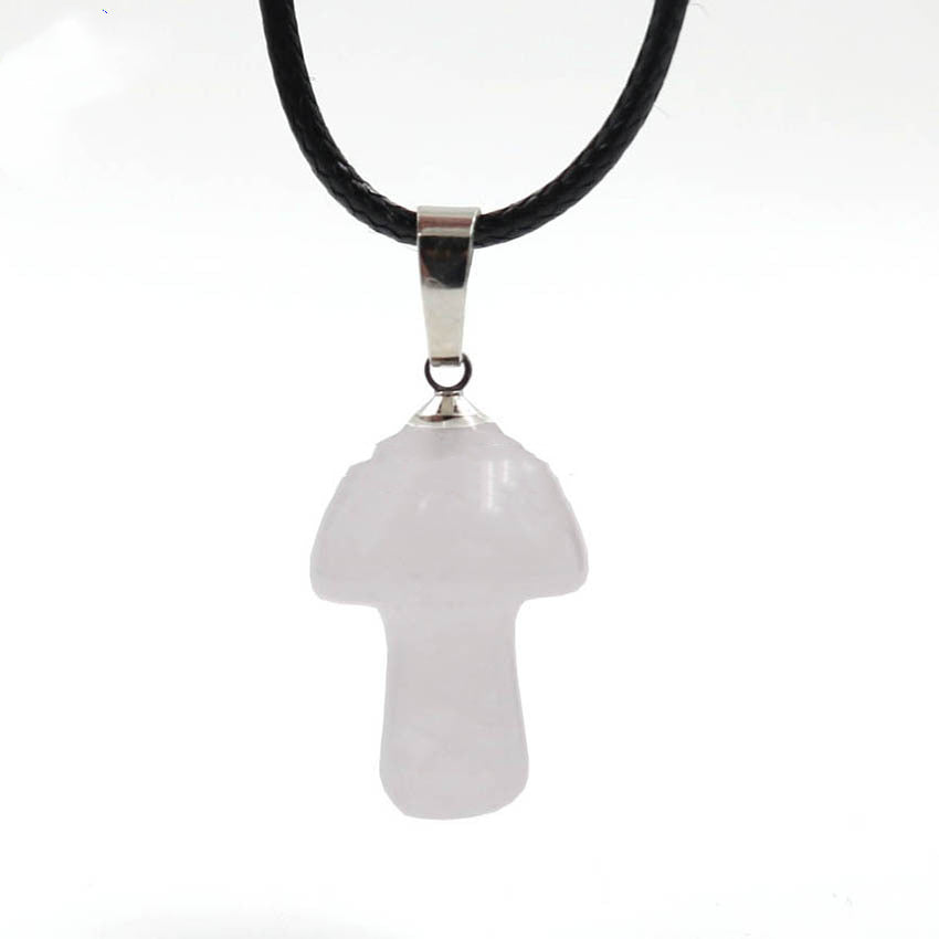 Natural Crystal Mini Small Mushroom Pendant Necklace - Minihomy