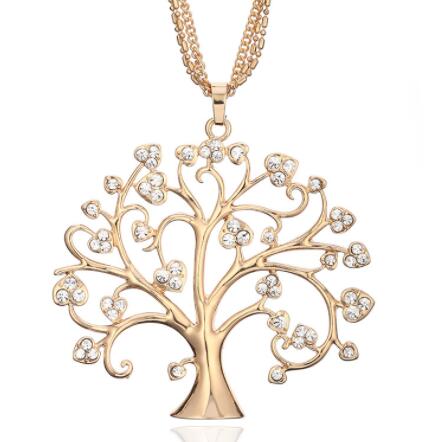 Big Tree Of Life Pendant Long Necklaces Drilling