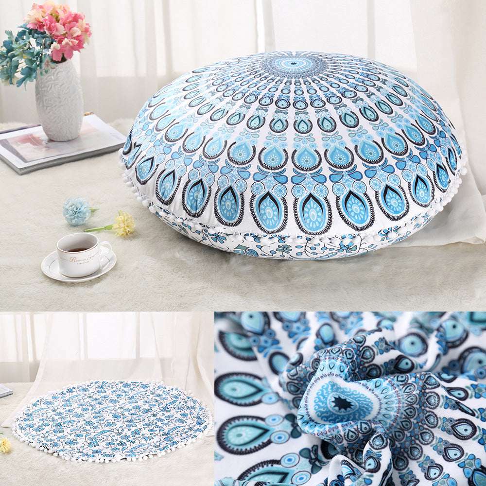 Colorful Mandala Floor Pillows Ottoman Round Bohemian Meditation Cushion Pillow Pouf - Minihomy