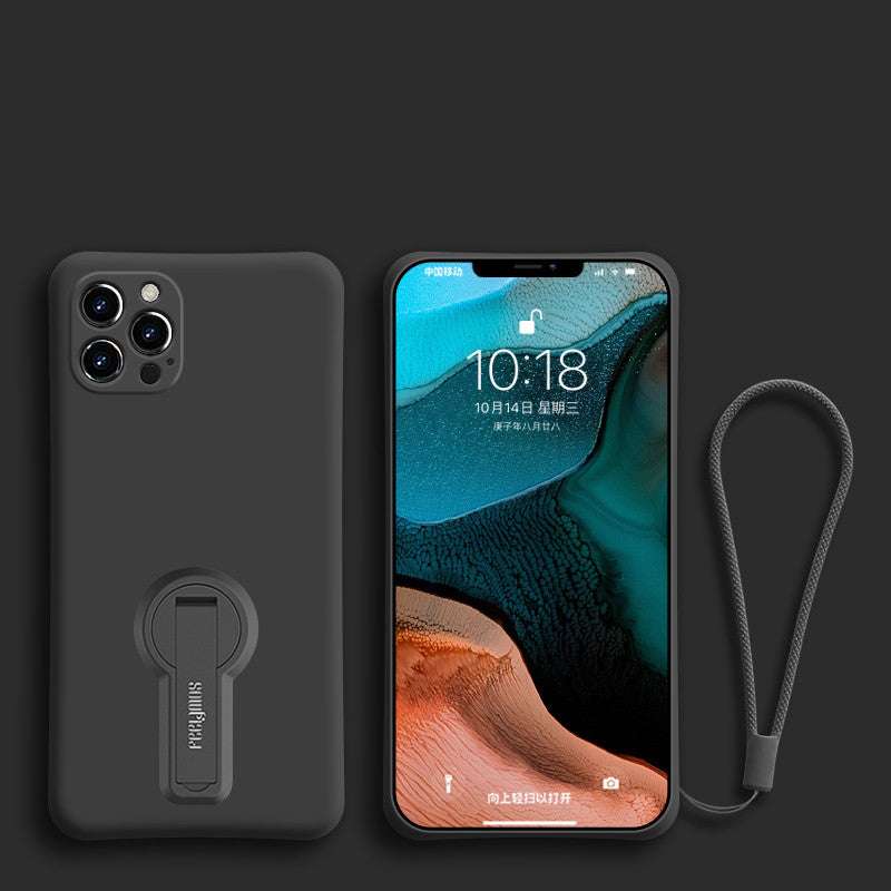 Liquid Silicone Anti-drop Phone Case with Bracket and Lanyard - Minihomy