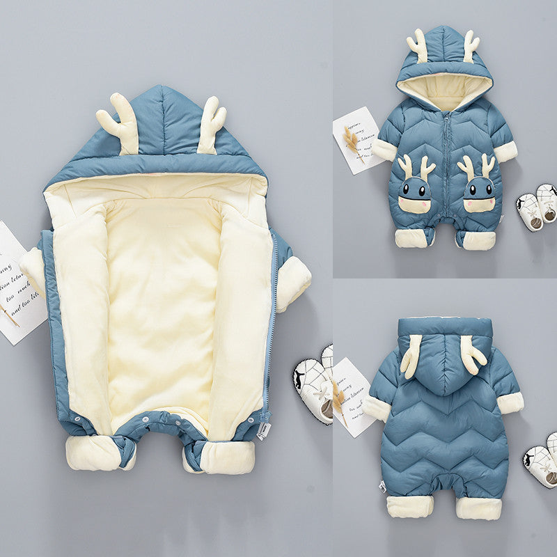 Baby Winter Snowsuit Plus Velvet Thick Baby Boys Jumpsuit - Minihomy