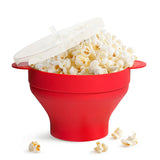 Silicone popcorn bowl with handle