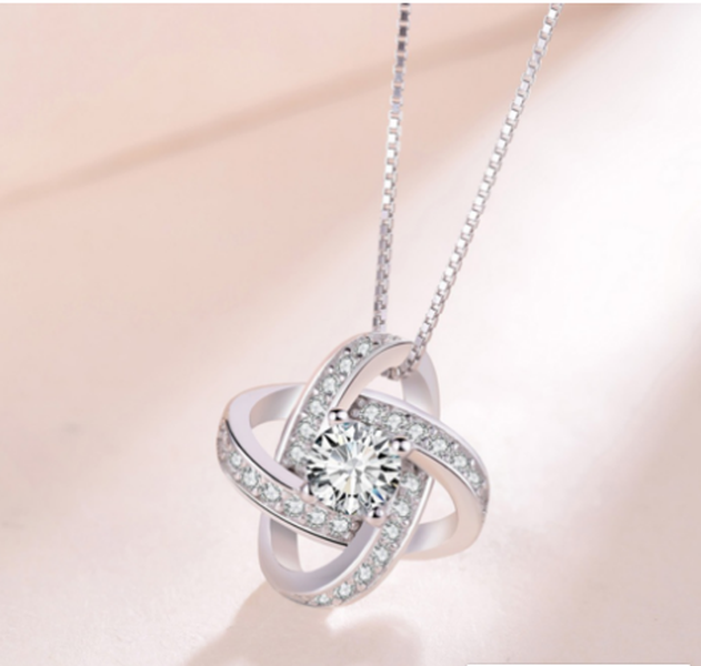 925 Sterling Silver Necklace For Women Forever Heart  Zircon Mosaic Necklaces & Pendants Gift - Minihomy