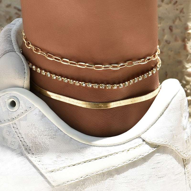 Creative Personality Multi-layer Chain Full Drill Anklet - Minihomy