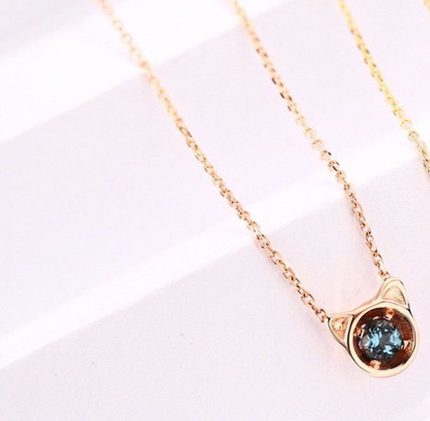 Korean 14k Rose Gold Necklace London Blue Topaznatural - Minihomy