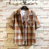 Men's Oversized Casual Short-sleeved Plaid Shirt