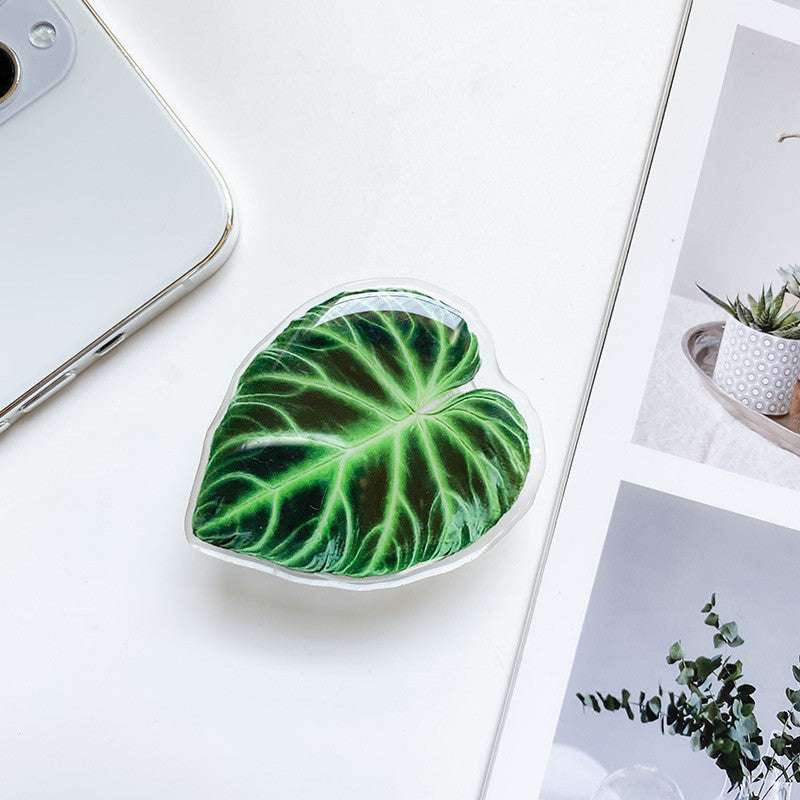 Cute Green Leaves Smartphone Holder Finger Stand  Support For Phone Handband - Minihomy