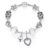 Silver Crystal Charm Bracelet for Women