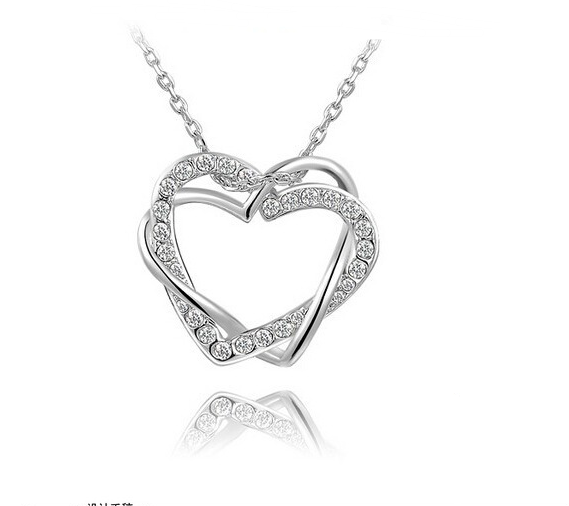 Jewelry Customized Double Diamond Heart Necklace Earring Set