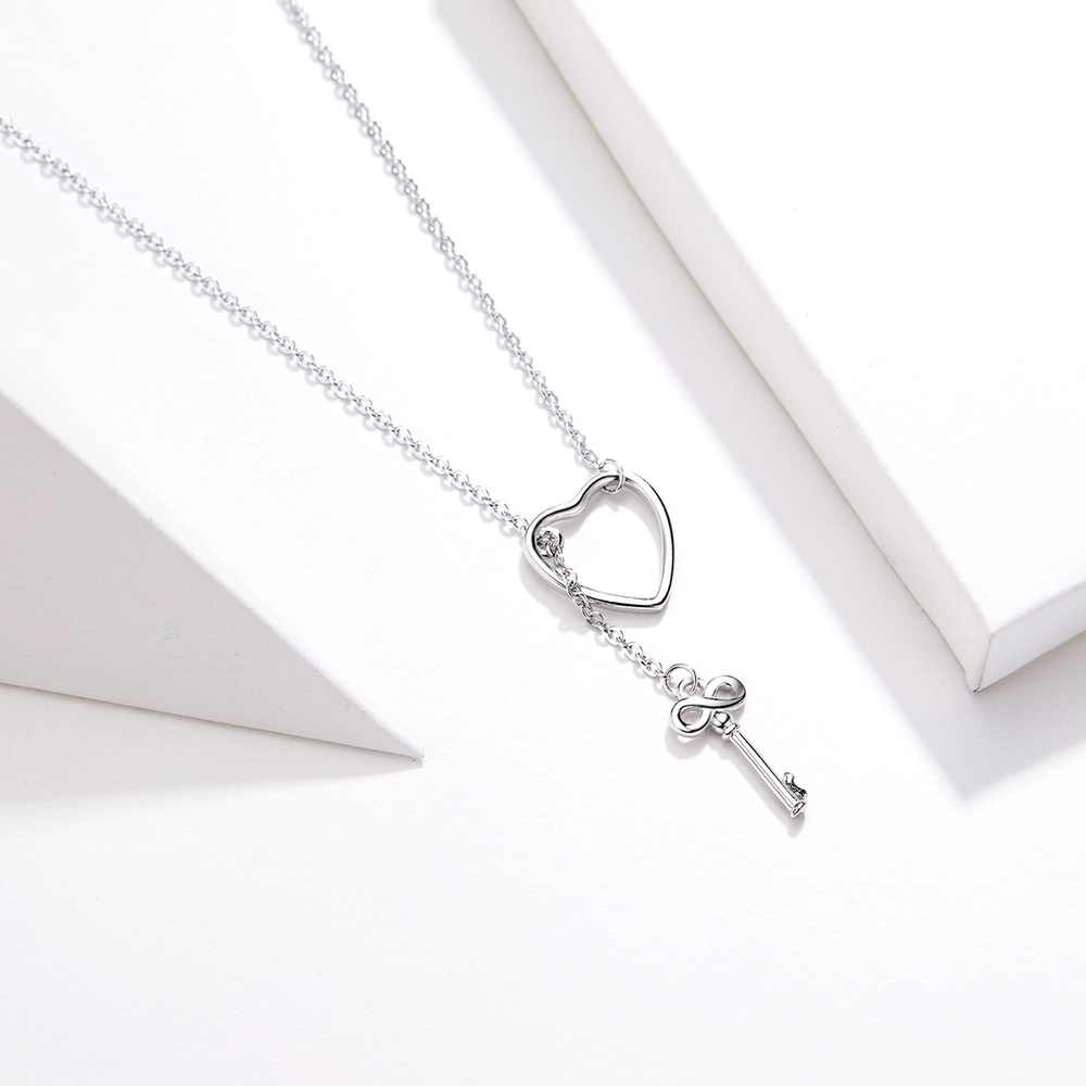 Female heart-shaped sterling silver necklace - Minihomy