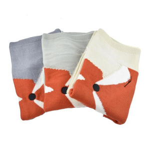Three-dimensional Ear Children's Wool Knitted Fox Blanket