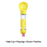 Portable Cat Dog Water Bottle Food Feeder Drinker Poop Dispenser