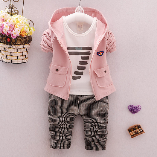 Spring and autumn new boys and girls zipper striped trousers suit children's suit