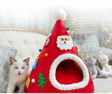 Autumn And Winter Warm Cat Nest Christmas Hat Shape Sponge