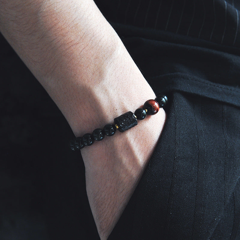 Obsidian bracelet for men