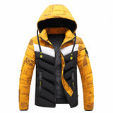 Men's Cotton-padded  With Hood And Color Matching Winter Warm Jacket - Minihomy