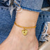 Initial Letter Anklet Gold Color Heart Pendant Foot Bracelets Women - Minihomy