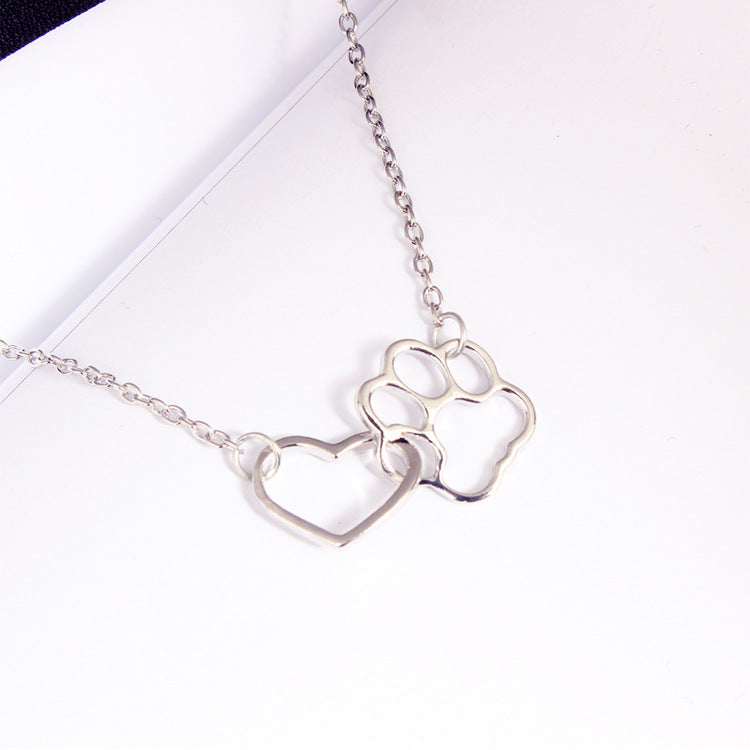 Dog claw heart pendant hollow clavicle chain - Minihomy