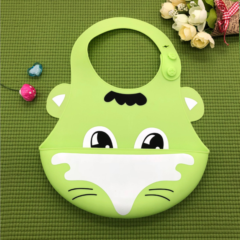 Baby food grade silicone food meal pockets Children's dinner pockets Waterproof disposable cartoon bibs