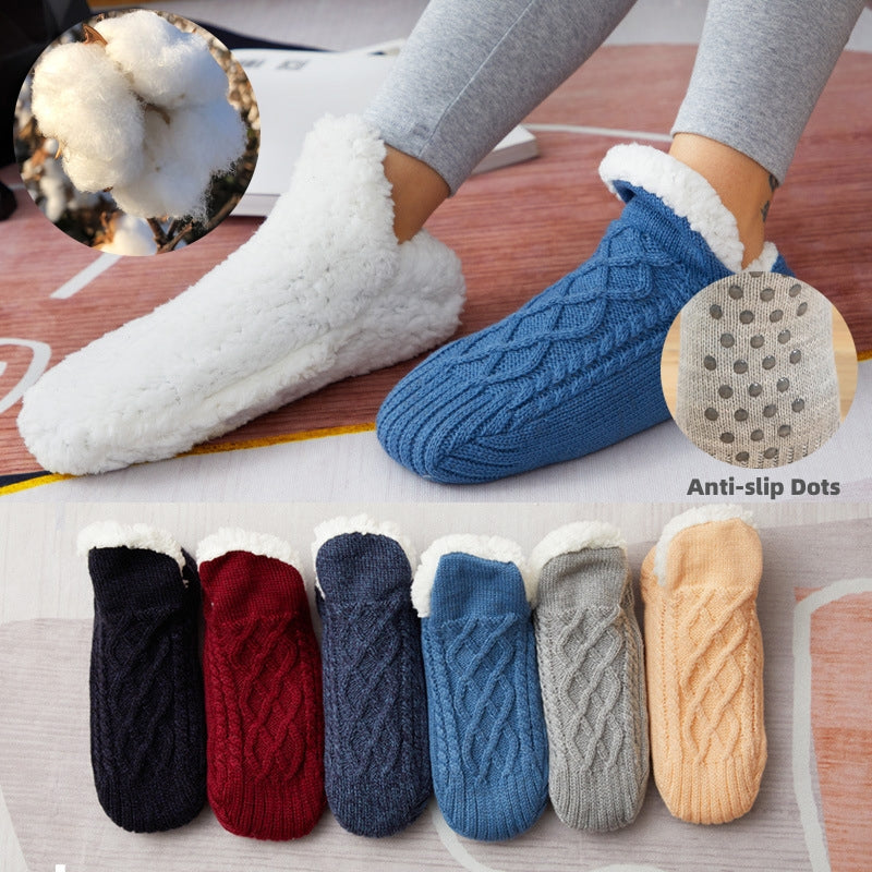 Winter Woolen Socks Women Thicken Warm Home Bedroom Socks Slippers Men Non-slip Foot Warmer Snow Socks