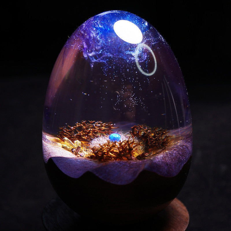 Green Wooden Hand-made Starry Sky Dragon Egg Resin Epoxy - Minihomy