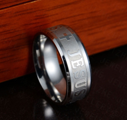 Stainless Steel Jesus Cross Ring - Religious Jewelry for Men & Women