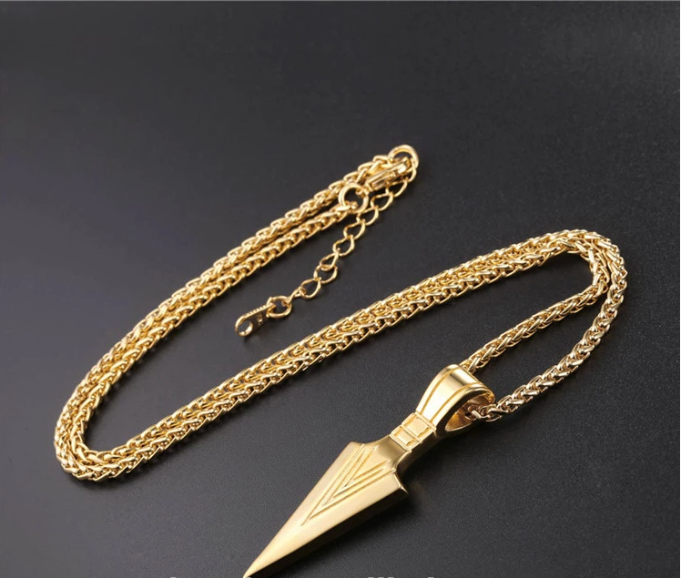 Men stainless steel spear necklace with chain - Minihomy