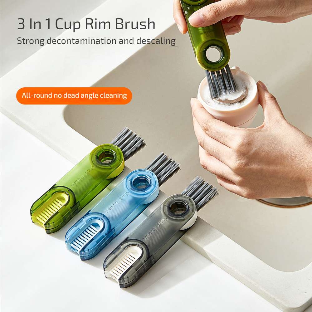 3 In 1 Tiny Bottle Cup Cover Brush Straw Cleaner Tools Multi-Functional - Minihomy