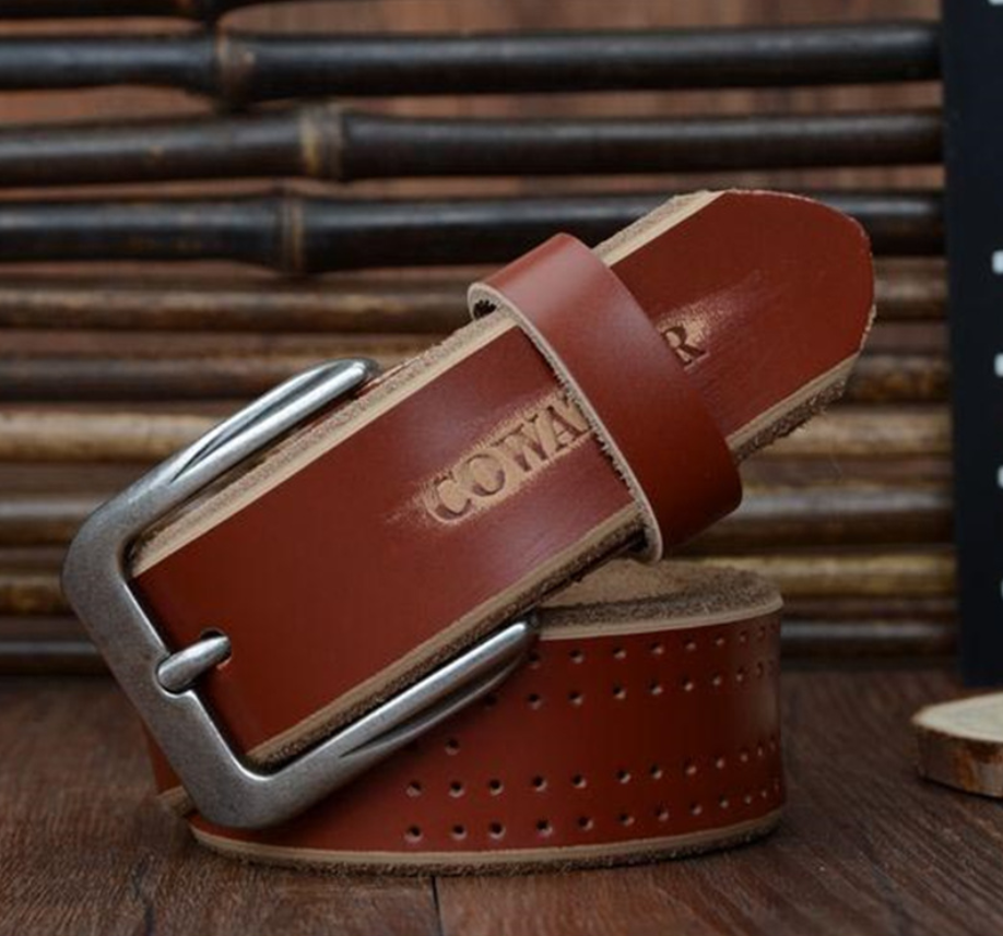 Men's Genuine Leather Belt - Casual Dress Belt for Jeans & Pants - Minihomy