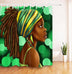 Art Design Graffiti African Girl with Black Hair with Modern Building Shower Curtain for Bathroom Decor - Minihomy