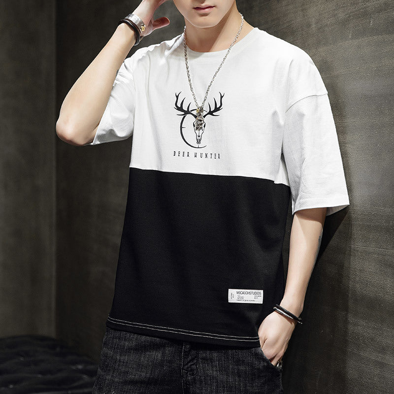 Loose casual half sleeve T-shirt men - Minihomy