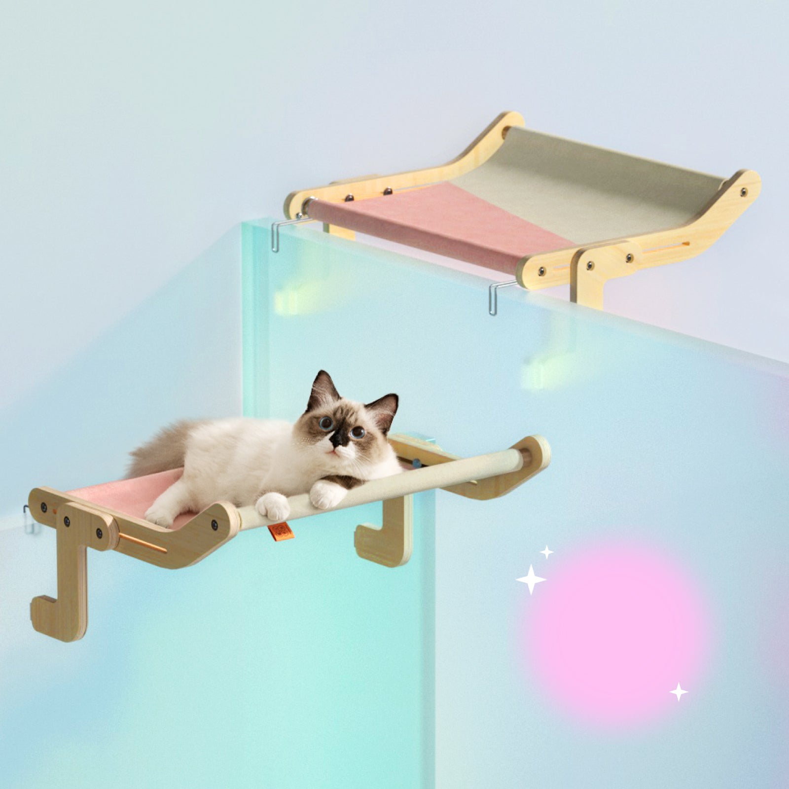 Mewoofun Pet Cat Window Perch 4 Color Wooden Assembly Hanging Bed Cotton Canvas Easy Washable Multi-Ply Plywood - Minihomy