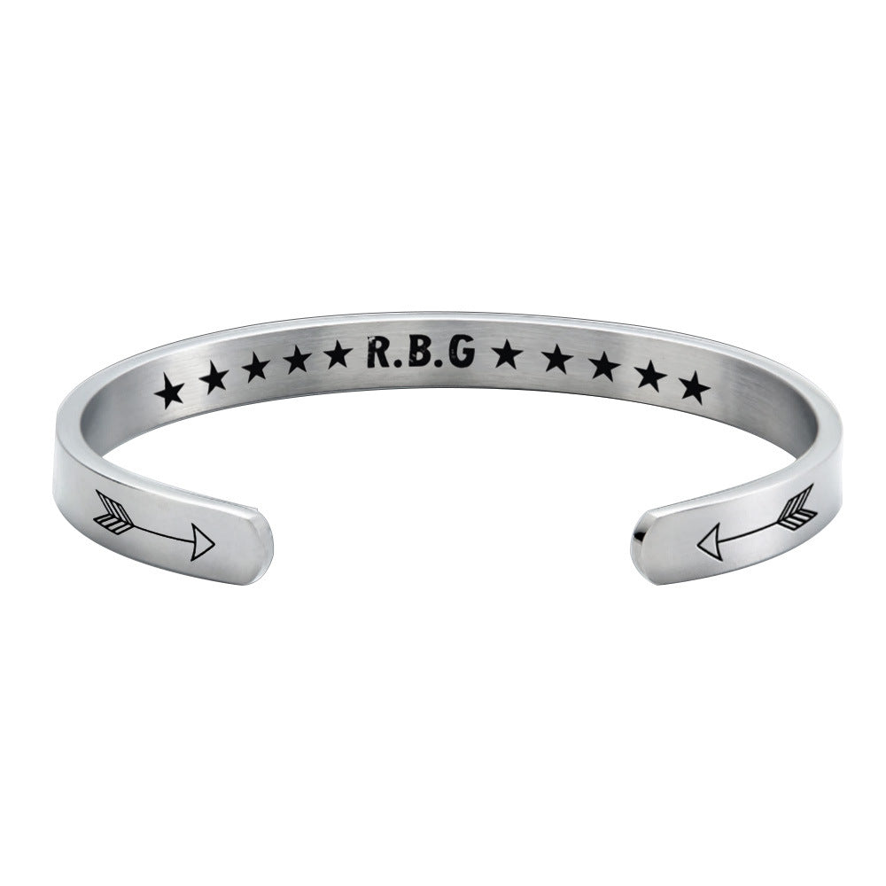 Stainless Steel C-Shaped Justice RBG Ginsburg Bracelet - Minihomy