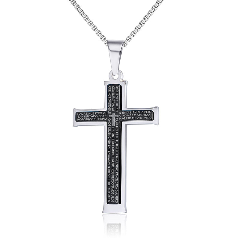 Double Cross Titanium Necklace Stainless Steel Pendant Jewelry - Minihomy